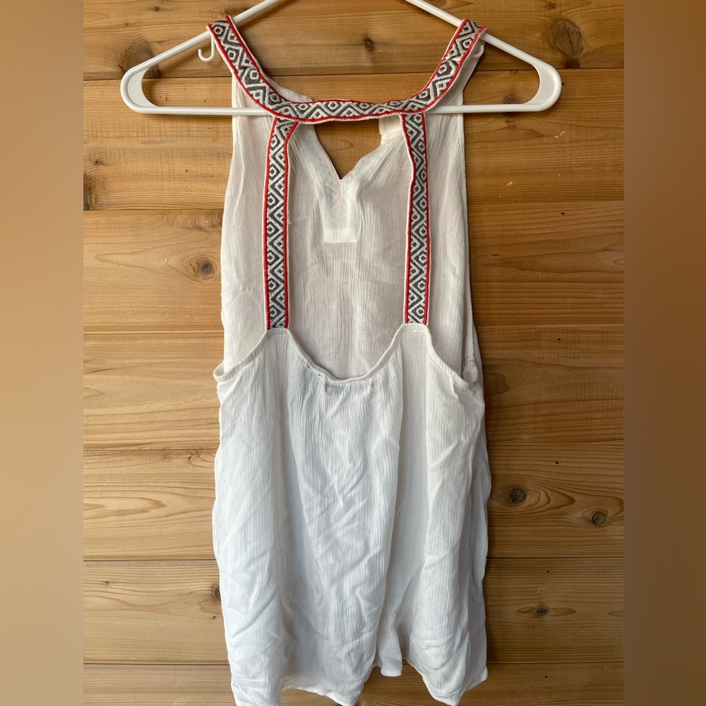 BKEred High Neck Aztec Pattern Open Back Tank White Large - Picture 3 of 3